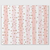 Roze gekleurde strips & Gold Confetti Pattern Cadeaupapier (Vlak)