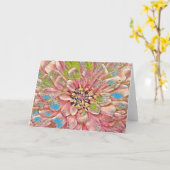 Roze gekleurde ventilator Kaart notitie (Gele Bloem)
