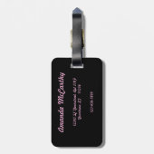 Roze gekleurde vlamJargon met Initialen Bagagelabel (Achterkant verticaal)