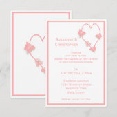 Roze Gekleurde Vlinders Hart Ontwerp Trouwen Kaart (Voorkant / Achterkant)