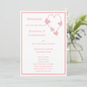 Roze Gekleurde Vlinders Hart Ontwerp Trouwen Programmakaart (Staand voorkant)