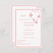 Roze Gekleurde Vlinders Hart Ontwerp Trouwen RSVP Kaartje (Voorkant / Achterkant)