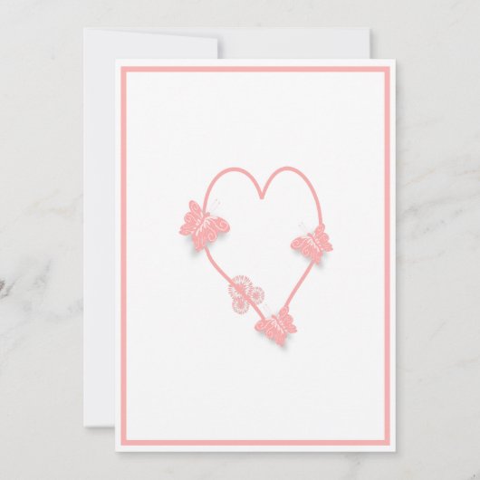 Roze Gekleurde Vlinders Hart Ontwerp Trouwen Save The Date (Achterkant)