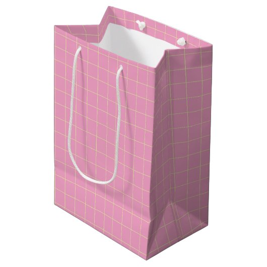 Roze Gekruist Lichtgroen Cel Delicaat. Medium Cadeauzakje (Voorkant Gekanteld)