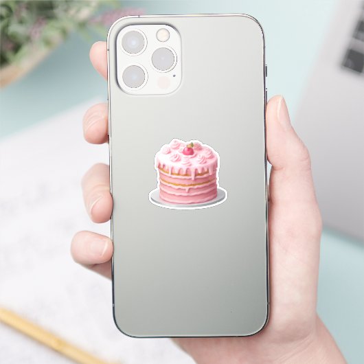 Roze gelaagde Drip Cake Emoji Sticker (Telefoon)