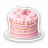 Roze gelaagde Drip Cake Emoji Sticker (Voorkant)