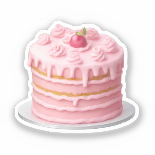 Roze gelaagde Drip Cake Emoji Sticker (Voorkant)