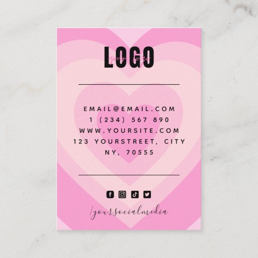 Roze gelaagde hardesoorts bootst juwelen beeldsche visitekaartje (Achterkant)