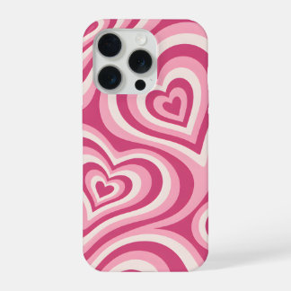 Roze Gelaagde Hartpatroon iPhone 15 Pro Case