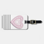 Roze gelakt hart bagagelabel (Voorkant horizontaal)
