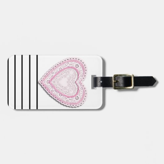 Roze gelakt hart bagagelabel (Voorkant horizontaal)