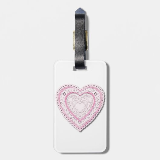 Roze gelakt hart bagagelabel (Achterkant verticaal)
