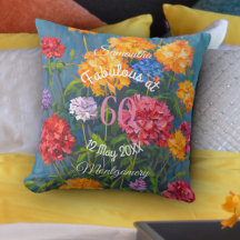 Roze gele anjers op Blue Happy Birthday