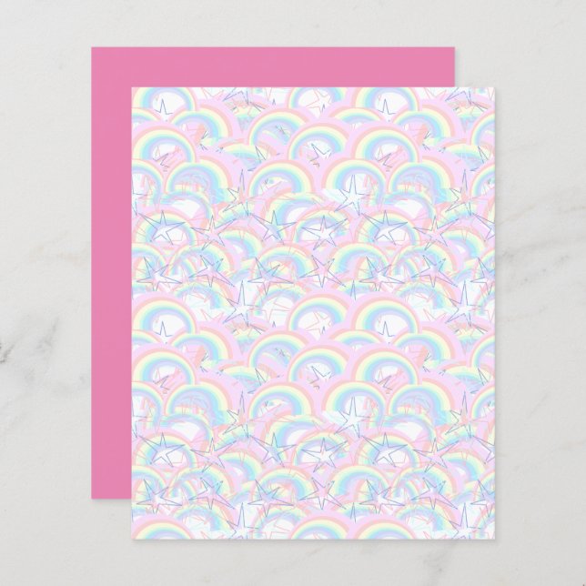Roze gele Aqua Rainbows Stars Scrapbook Paper (Voorkant / Achterkant)