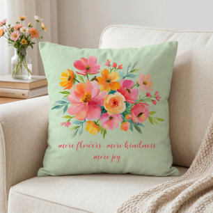 Roze Gele Aquarel Bloemen Sage Vriendelijkheid Cit Kussen