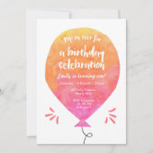 Roze gele ballon uitnodiging (Voorkant)