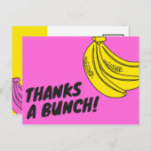 Roze gele bananenbunch bedankt briefkaart (Voorkant / Achterkant)