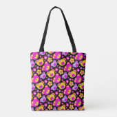 Roze gele beren en bloemen gevlochten tote bag (Achterkant)