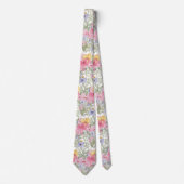 roze gele blauwe bloemen stropdas (Voorkant)