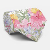 roze gele blauwe bloemen stropdas (Opgerold)