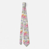 roze gele blauwe bloemen stropdas (Achterkant)