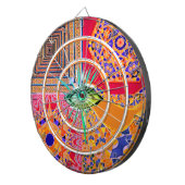 Roze gele blauwe geometrische Tegels en een oog Dartbord (Voorkant Rechts)
