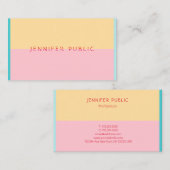 Roze gele blauwe groene elegante moderne trendkleu visitekaartje (Voorkant / Achterkant)