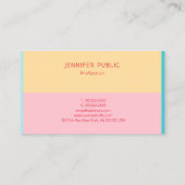 Roze gele blauwe groene elegante moderne trendkleu visitekaartje (Achterkant)