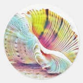 Roze, gele, blauwe, seizoenshellen waterverf ronde sticker (Voorkant)