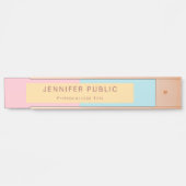 Roze gele blauwe Sjabloon Elegant modern Roos Gold Deurbordje (Voorkant)