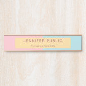 Roze gele blauwe Sjabloon Elegant modern Roos Gold Deurbordje (Voorkant)