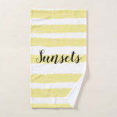 Roze gele blauwe strepen Zeeshells Typograaf Bad Handdoek (Handdoek)