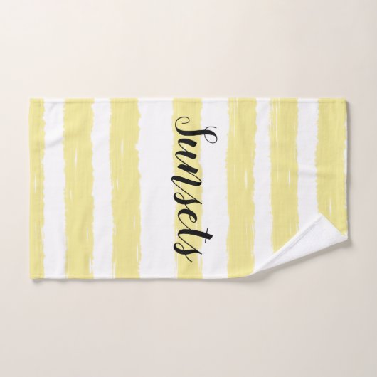 Roze gele blauwe strepen Zeeshells Typograaf Bad Handdoek (Handdoek)