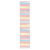 Roze gele blauwe Waterverf Stripes Korte Tafelloper (Voorkant)