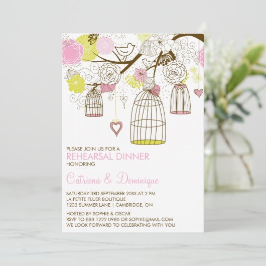 Roze gele bloedkooien repetitie binnenuit uitnodig kaart (Staand voorkant)