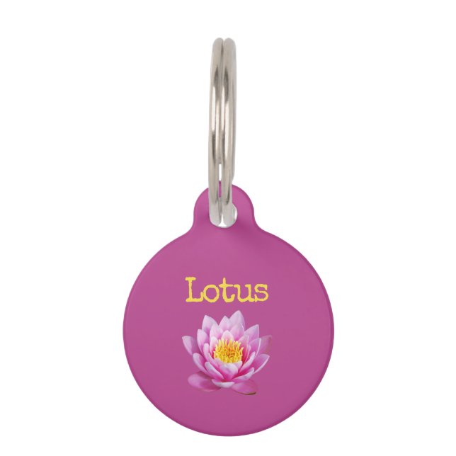 Roze Gele Bloem Lotus Huisdierpenning (Voorkant)