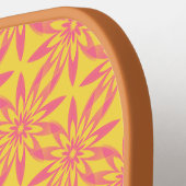 Roze Gele Bloem Naadloos Patroon Pickleball Paddle (Links Detail)