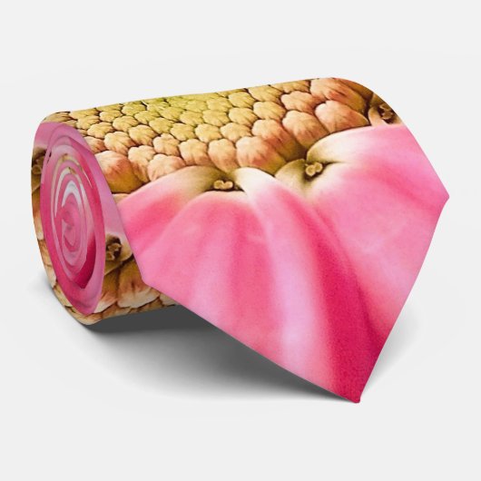 ROZE GELE BLOEMBLAADJE FRACTIONELE ART STROPDAS (Opgerold)