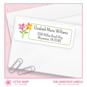 Roze Gele Bloemen Aangepast Retouradres Etiket