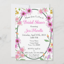 Roze Gele Bloemen Groene Waterverf Vrijgezellenfee Kaart