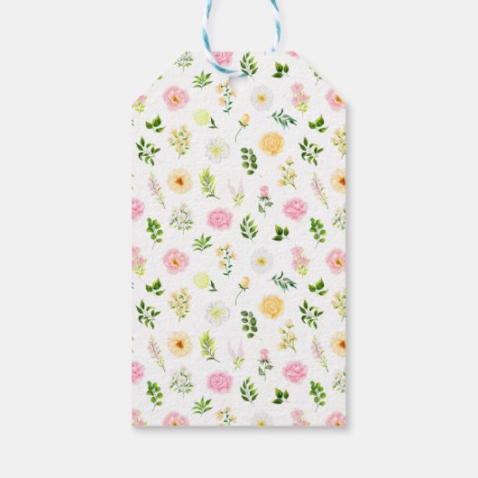 Roze Gele Bloemen Huwelijk Dank u Cadeaulabel (Achterkant)