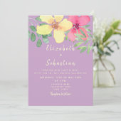 Roze Gele Bloemen Huwelijksuitnodiging Kaart (Staand voorkant)