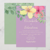 Roze Gele Bloemen Huwelijksuitnodiging Kaart (Voorkant / Achterkant)
