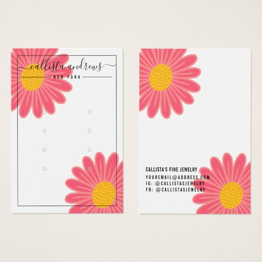 Roze gele bloemen Kaart met meerdere oormerken (Voorkant /achterkant)