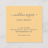 Roze & Gele Bloemen Lijst Monogram Vierkante Visitekaartje (Achterkant)