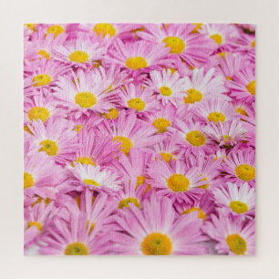 Roze gele bloemen naadloze achtergrond legpuzzel