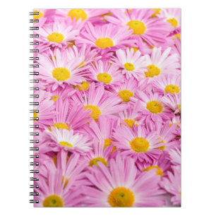 Roze gele bloemen naadloze achtergrond notitieboek