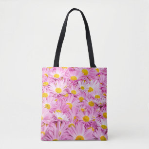 Roze gele bloemen naadloze achtergrond tote bag