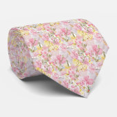 roze gele bloemen stropdas (Opgerold)