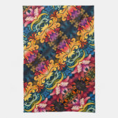 roze gele bloemen theedoek (Verticaal)